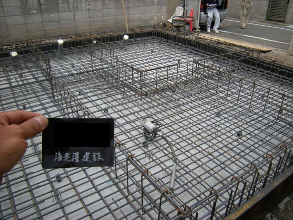 ベタ基礎の鉄筋配筋の写真