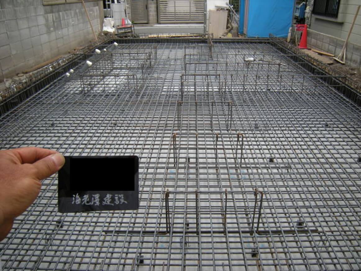 ベタ基礎の鉄筋配筋の写真